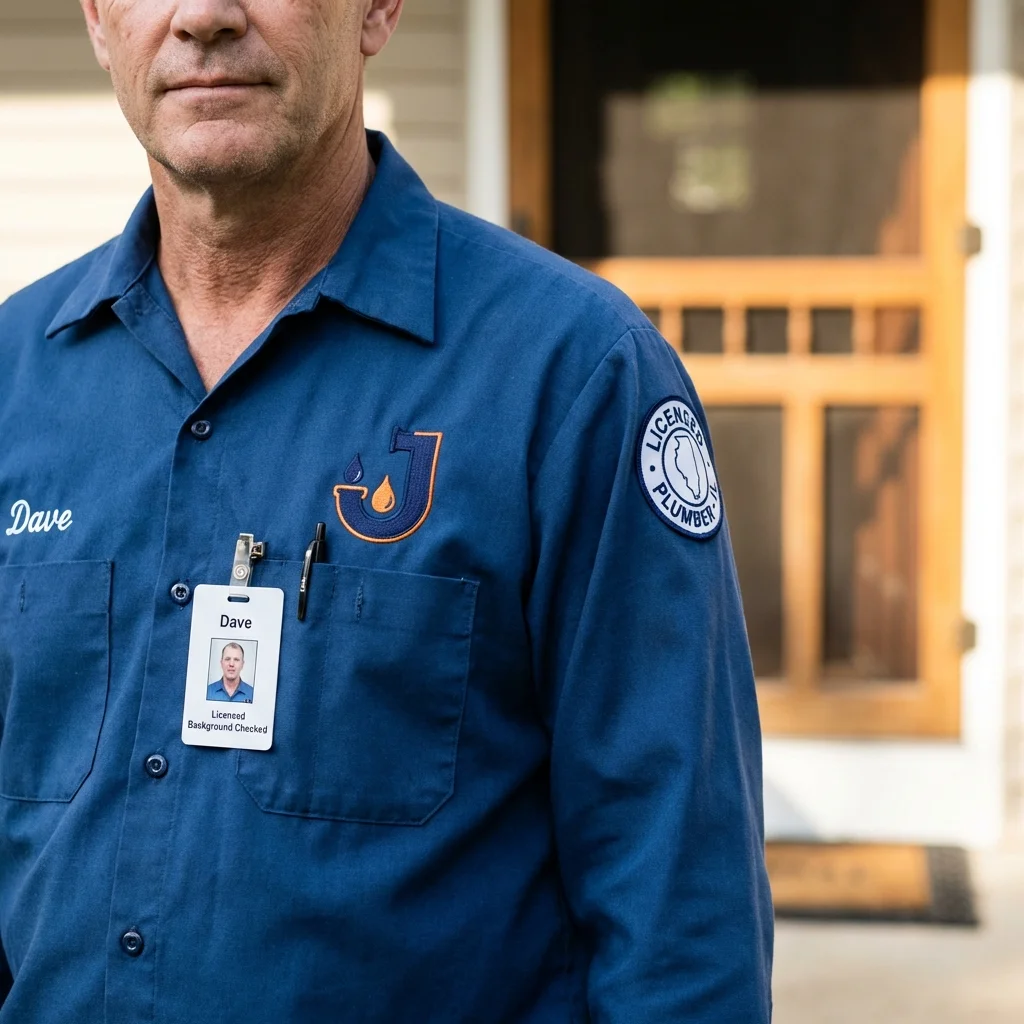 Licensed plumber showing ID badge in Chester, GA