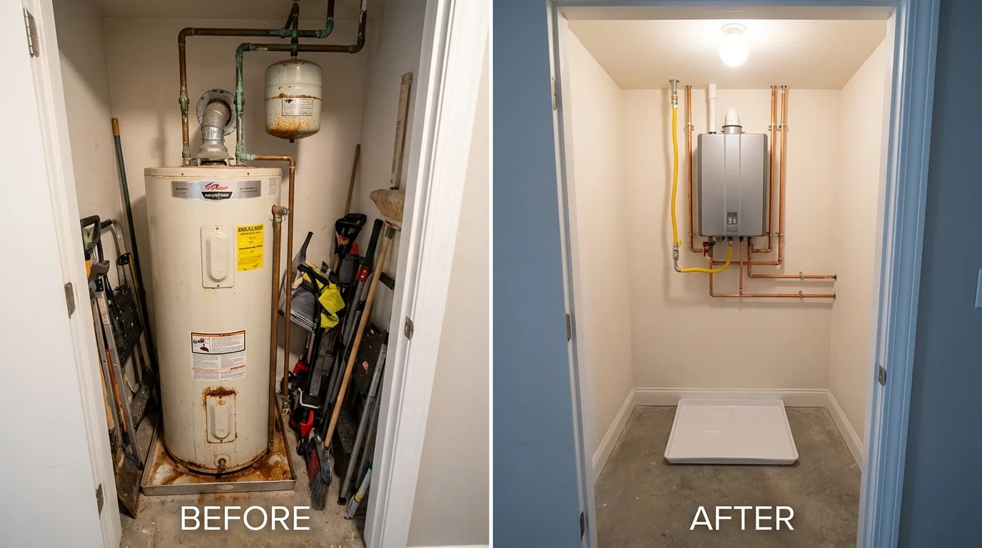 Tank water heater versus wall-mounted tankless unit comparison for Chester, GA homeowners